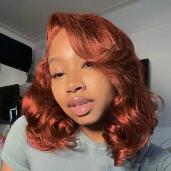 Color 33 Reddish Brown Body wave Wig Human Hair 13x4 Lace Front Wigs